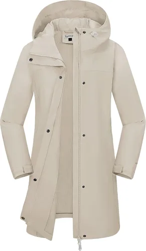 Vista 11 de 33,000ft Abrigos largos impermeables para mujer con malla transpirable con capucha, chaqueta de lluvia con capucha, gabardina, rompevientos Azul
