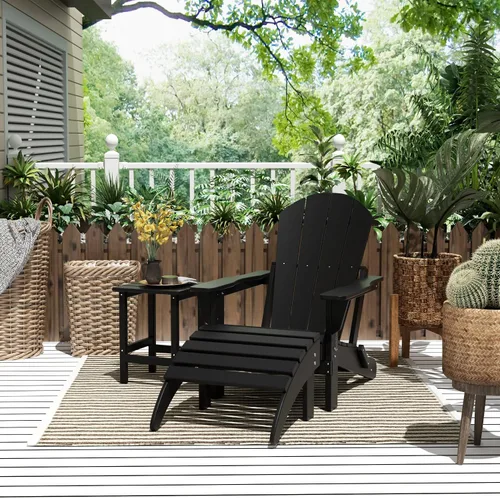 Vista 52 de WestinTrends Malibu - Silla de salón para exteriores, juego de 2 sillas Adirondack con otomana, sillas plegables de madera de polietileno para todo