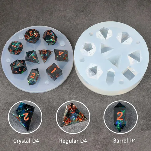 Vista 2 de DND - Juego de dados para silicona de resina, 9 dados de borde afilado para D&D y RPG de mesa