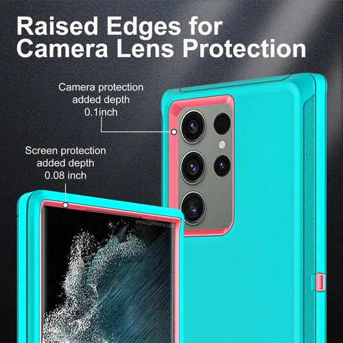 Vista 3 de YKHJKLEC Funda para Samsung Galaxy S22 Ultra, con 2 piezas [protector de pantalla de TPU flexible autorreparable y protector de lente de cámara]