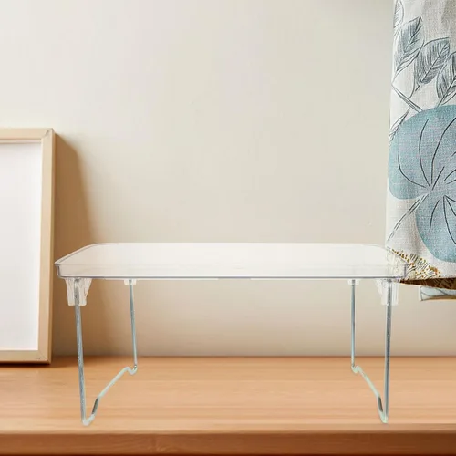 Vista 9 de BESTonZON Escritorio transparente para computadora portátil para cama, bandeja de cama de acrílico, mesa de escritorio, bandeja de desayuno