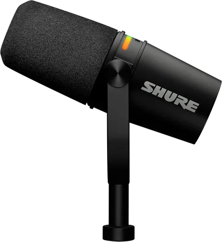 Vista 8 de Shure MV7+ - Micrófono dinámico para podcasts, certificado OBS, audio mejorado, panel LED, salidas USB-C y XLR, modo de nivel automático, filtro