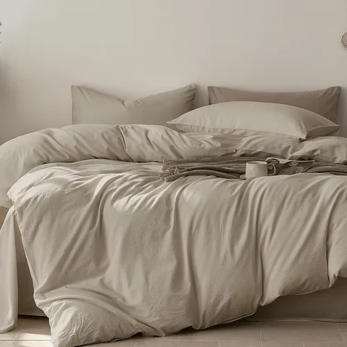 Vista 19 de JELLYMONI Funda de edredón tamaño individual, funda de edredón 100% algodón lavado con textura similar al lino, ropa de cama transpirable y suave
