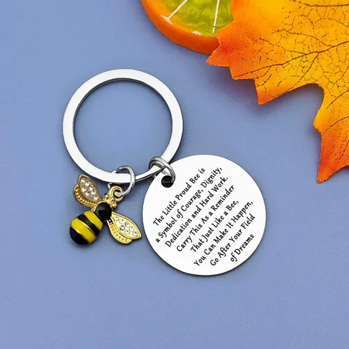 Vista 5 de Regalos de abejorros de abejorros, llavero de animales, regalo inspirador de abeja, joyería de abeja de insecto, regalos de apicultor, regalos