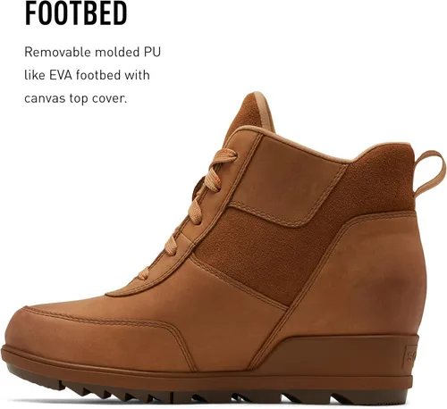 Vista 4 de SOREL Botín Evie Sport de encaje para mujer gamuza y piel impermeables tenis de cuña al tobillo botines