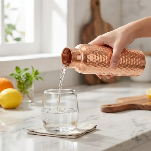 Vista 6 de Novera Botella de agua de cobre puro prémium de 34 oz (33.8 fl oz)