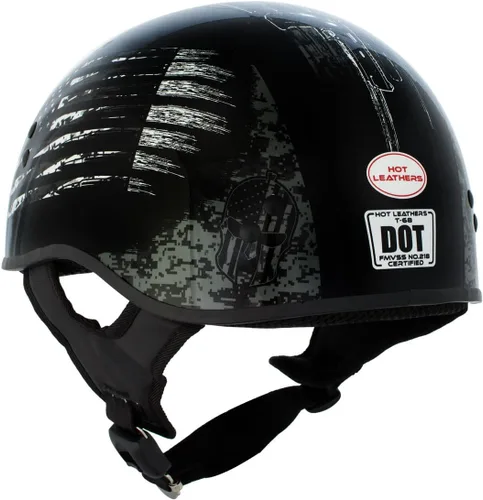 Vista 7 de Hot Leathers HLD1043 - Casco de calavera con diseño de calavera DOT Avanzado en blanco y negro brillante
