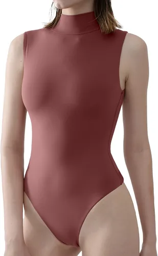 Vista 43 de PUMIEY Body sin mangas con cuello alto falso para mujer, colección Sharp