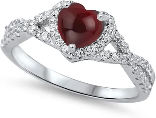 Vista 23 de Elige tu color. Anillo de compromiso de plata fina con diseño de corazón y halo Claro