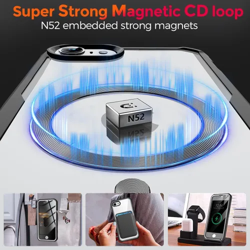 Vista 3 de [Bucle de CD + protector de pantalla de privacidad] Funda magnética para iPhone 7/8/SE 2020/SE3, [protección contra caídas de grado militar]