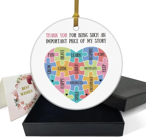 Vista 16 de REWIDPARTY Adorno floral de primo, placa de recuerdo para árbol de Navidad, regalo de graduación, cumpleaños, para mujeres y hombres, adorno
