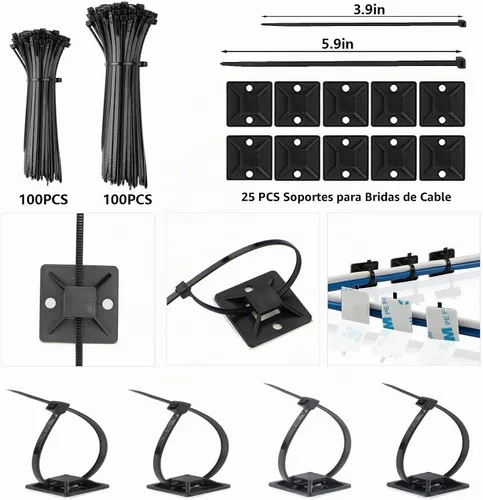 Vista 6 de ELII - Kit de gestión de cables de 328 piezas, 8 soportes magnéticos para cables, 69 clips para cables