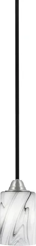 Vista 154 de Toltec Lighting Paramount - Mini colgante de 1 luz en acabado negro mate con cristal de arte perla de 7 pulgadas y estilo negro