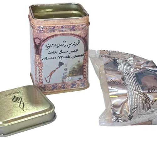 Vista 4 de Hemani Perfume sólido no alcohólico 25gm de la lata de Jamid del almizcle del ámbar halal