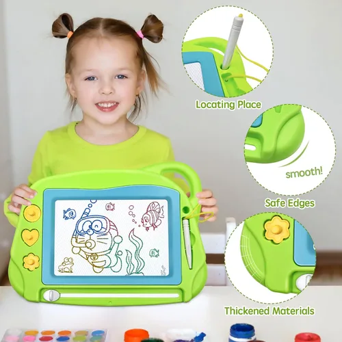 Vista 3 de Pizarra pequeña y magnética para dibujar. Almohadilla colorida y fácilmente borrable para dibujar y hacer bocetos. Juguete educativo para niños