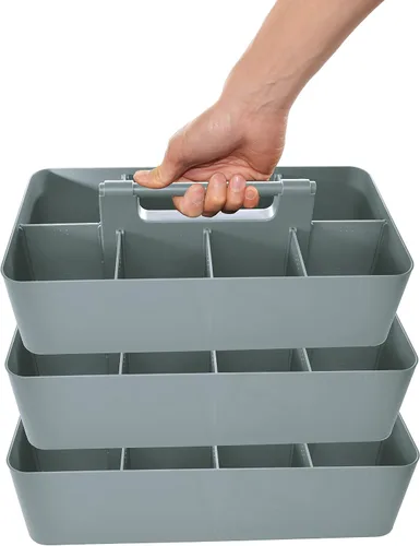 Vista 15 de Cesta grande portátil, divisores DIY, 8 compartimentos, organizador para suministros escolares, de oficina, para el hogar y negocios, cesta portátil
