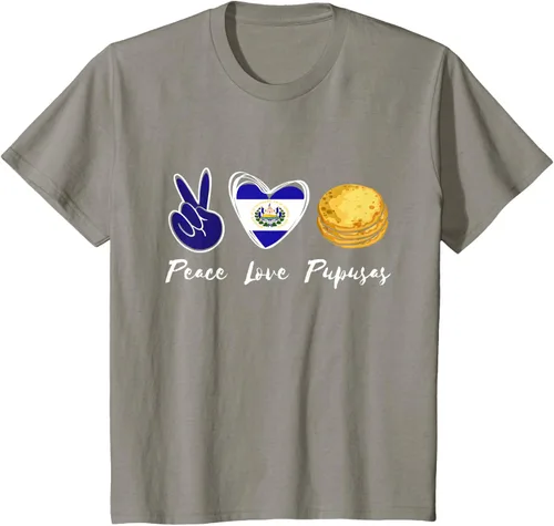 Vista 34 de Pupusas Lover Love Peace El Salvadaor Camiseta Comida Salvadoreña