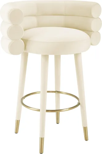 Vista 7 de Tov Furniture Betty - Taburete tapizado de terciopelo con patas de punta dorada (negro)