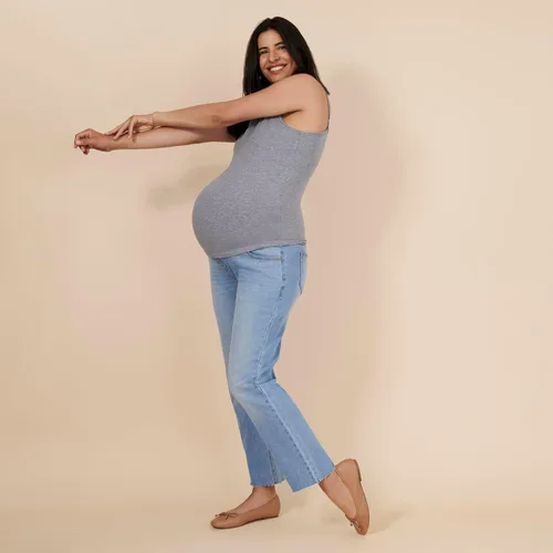 Vista 44 de Motherhood Maternity Camiseta sin mangas de lactancia con clip para mujer con correas ajustables y brasier integrado para lactancia materna