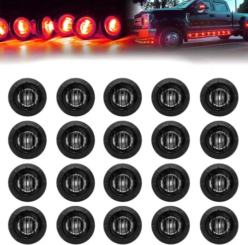 Vista 11 de FXC Luces LED de señalización de 3/4" redondas, indicadores de advertencia, luces laterales, frontales y traseras, luces de giro, cola y marcha