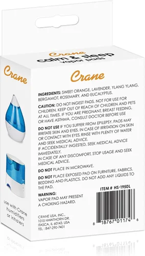 Vista 3 de Crane Almohadillas humidificadoras de naranja lavanda natural con vapor calmante, ajuste universal para humidificadores e inhaladores, 12