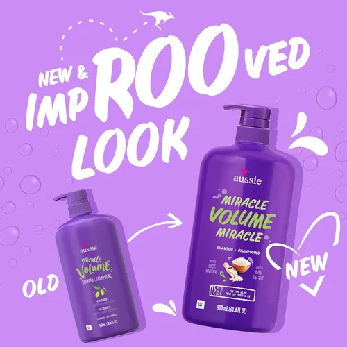 Vista 2 de Aussie Miracle Volume Champú, sin parabenos, voluminizante, 30.4 onzas, paquete de 4
