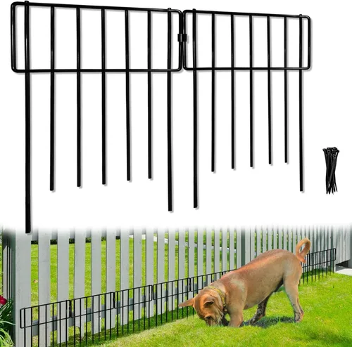 Vista 9 de Thrivinest Paquete de 10 Barreras para Animales, Valla Decorativa Sin Excavación, 17 pulgadas (Alto) x 10 pies (Largo), Borde de Valla Pequeña