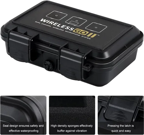 Vista 2 de Liyirui - Funda de micrófono inalámbrico Lavalier con espuma, funda portátil para micrófono inalámbrico GO II de doble canal, compacto digital