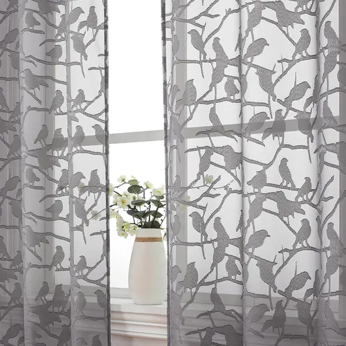 Vista 25 de OVZME Anji Clip Voile Sheer Tiers RD 2X30X36 Negro