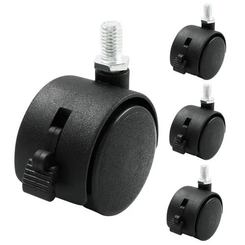 Vista 12 de 4 piezas de ruedas giratorias de 1 pulgada, ruedas de placa de nylon negro, ruedas giratorias de placa resistente de repuesto para muebles, carro
