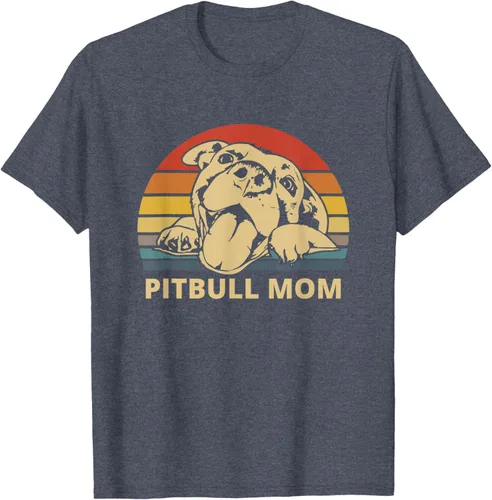 Vista 11 de Vintage Pitbull Mom Happy smiling Pitbull Mom on Sunset T-Shirt, Negro