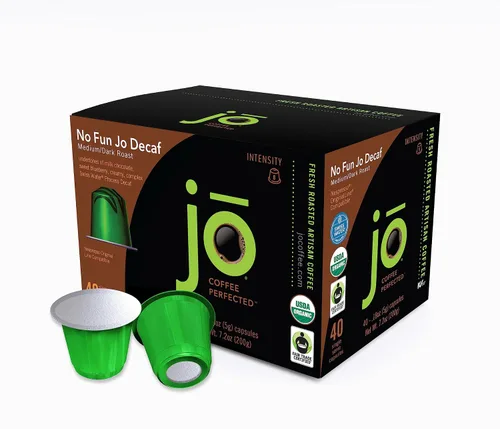 Vista 6 de NO FUN JO DECAF: 10 cápsulas de espresso orgánicas hechas para cafeteras compatibles con la línea original Nespresso, cápsulas de espresso, tostado