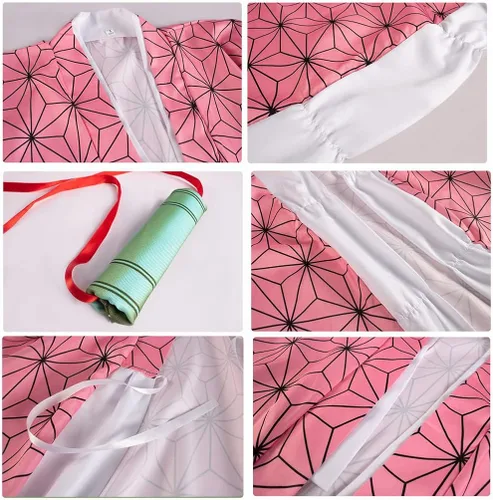 Vista 4 de Demon Tanjiro Nezuko Cosplay Shinobu Zenitsu Giyuu Tomioka Kimono Cosplay Disfraz con arete para mujeres y hombres