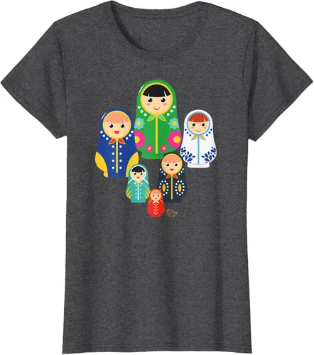 Vista 5 de Matryoshka Russian Nesting Dolls, Rusia - Camiseta de regalo, Azul / Patchwork, S