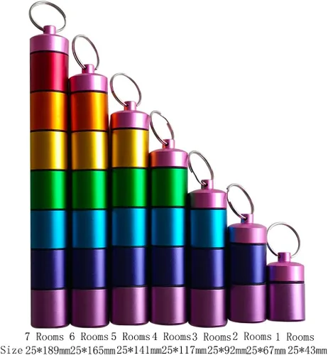 Vista 3 de FAYALA Pastillero impermeable para 7 días con diseño de arco iris, pastillero de viaje, portátil, llavero de medicina, organizador de píldoras
