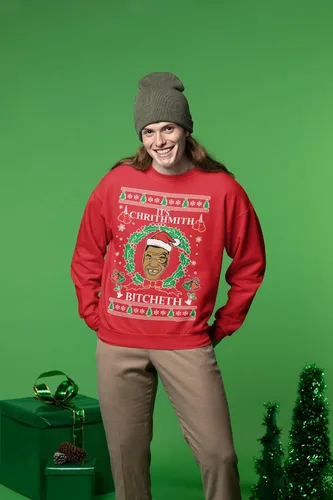 Vista 6 de Merry Chrithmith Ugly Christmas Sweater Unisex Crewneck Graphic Sweatshirt Negro Bitcheth