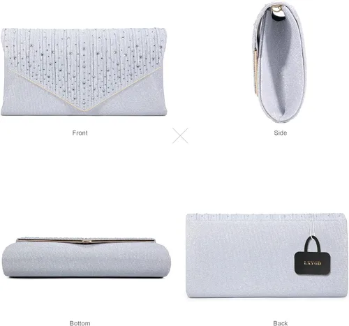 Vista 5 de LXYGD Glitter Clutch Purses for Women Evening Bags and Cluthes Flap Envelope Handbags Formal Wedding Party Prom Purse