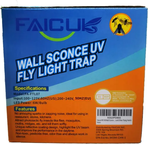 Vista 8 de Faicuk Aplique de pared trampa de luz para moscas para capturar moscas, polillas, jejenes, mosquitos y otros insectos voladores-12"x6.1"x5.98