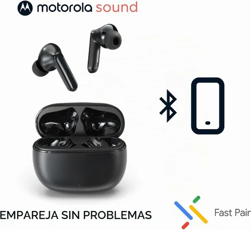 Vista 7 de Motorola Sound Moto Buds 125 True Wireless Earbuds, IPX5, impermeables, a prueba de sudor, control táctil, con micrófono de cancelación de ruido