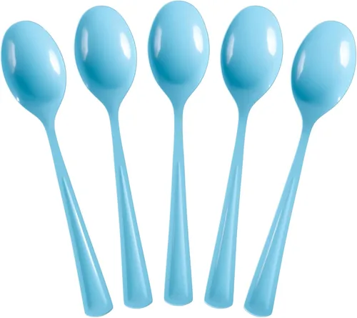 Vista 16 de Exquisite Cucharas de plástico negras, 50 piezas, cucharas negras, utensilios desechables, juego de cubiertos de plástico resistente