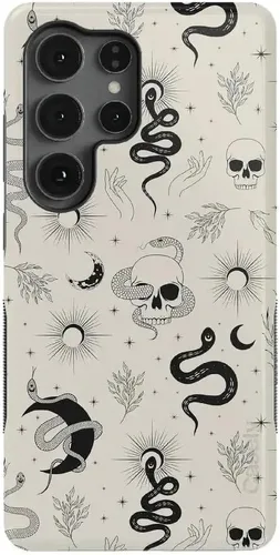 Vista 421 de Casely Funda para Galaxy S9 Postura de cadáver Yoga de esqueleto Diseño protector delgado esencial de doble capa