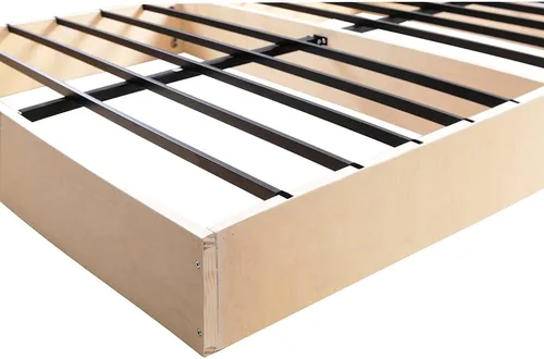 Vista 8 de Panana Base de colchón Queen de metal y madera, base de colchón con funda de tela, fácil montaje, sin ruido, antideslizante