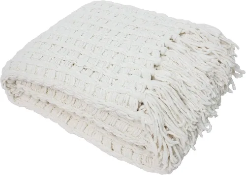 Vista 4 de Manta de felpilla chenille de lujo con borlas, por J & M Home Fashions