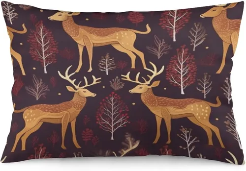 Vista 14 de Fundas de almohada decorativas de invierno, con bastones de caramelo, alce, Papá Noel, paseos en trineo, 12 x 20 pulgadas, con cremallera