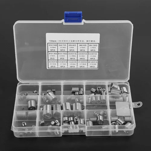 Vista 4 de YWBL-WH Kit surtido de tornillos de herramienta de reparación de rosca de alambre de acero inoxidable 140pcs con caja de plástico