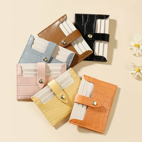 Vista 2 de SUMGOGO Cartera delgada con bloqueo RFID, cartera de piel minimalista con bolsillo frontal para mujer, Marrón, Minimalista