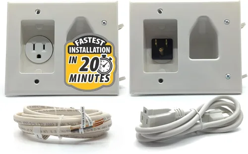 Vista 3 de DataComm Electronics 50-3331-WH-KIT, juego organizador de cable de TV, panel plano (pequeño) Kit organizador con solución de poder Blanco