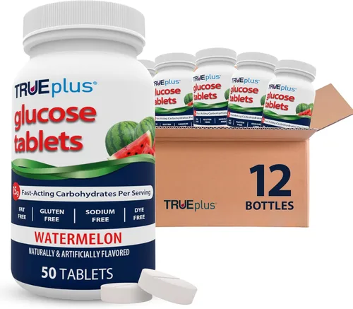 Vista 19 de TRUEplus® Tabletas de glucosa, sabor surtido (uva, frambuesa, naranja), botella de 50 unidades (1)