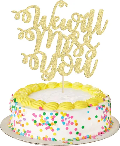 Vista 10 de 1 paquete de decoración para tartas con purpurina de corazón de buena suerte para cambio de trabajo, despedida de jubilación, graduación, temática