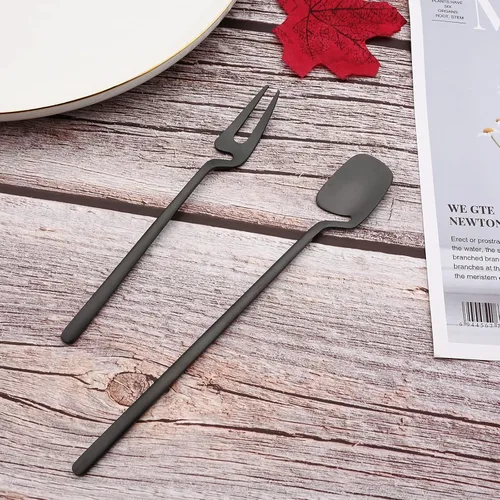 Vista 5 de JASHII 8 cucharas de mango largo para colgar, cuchara de té helado, cuchara de café, cucharas agitadoras de acero inoxidable 304 para té, postre